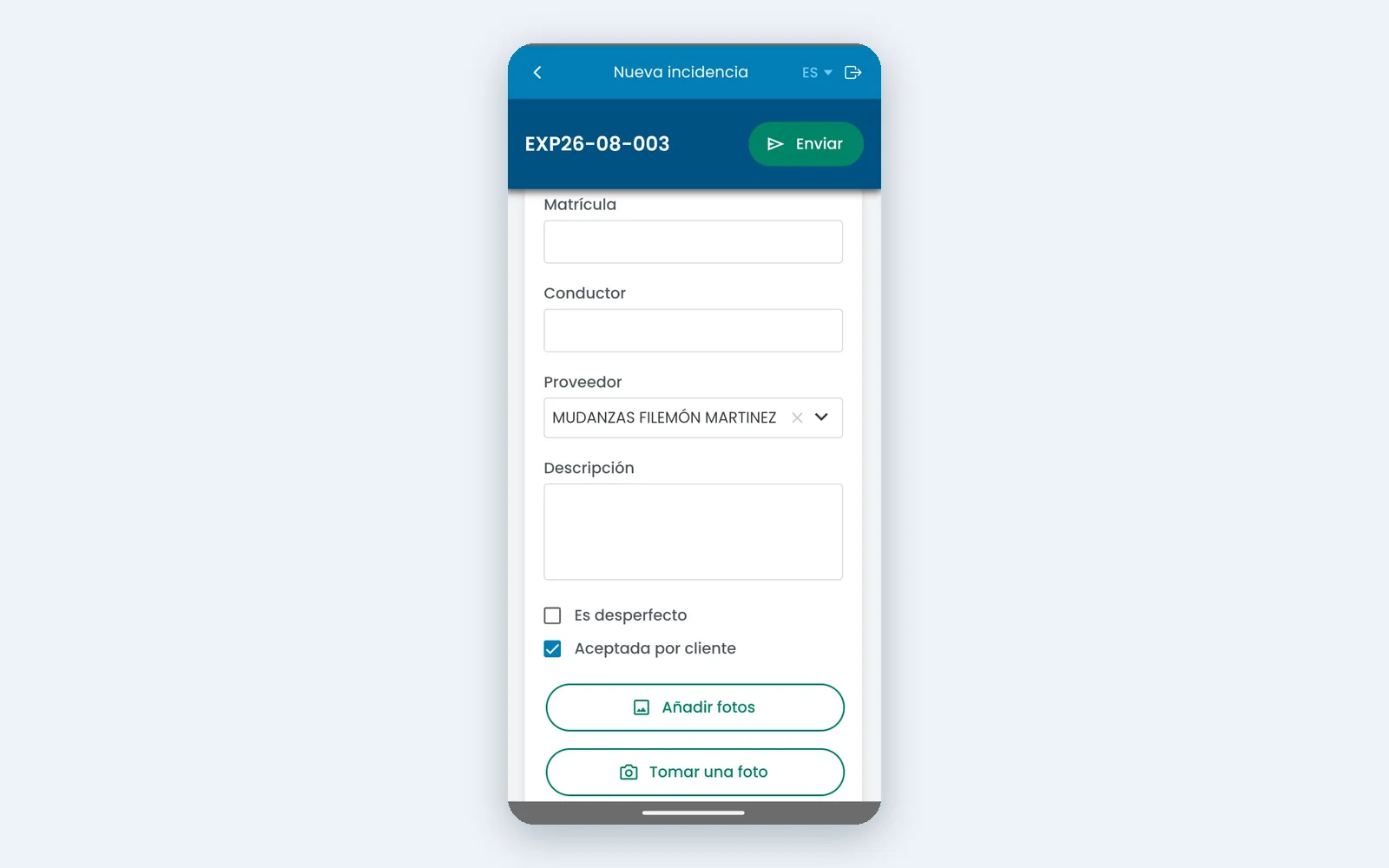 byOperative: registro de una incidencia en campo