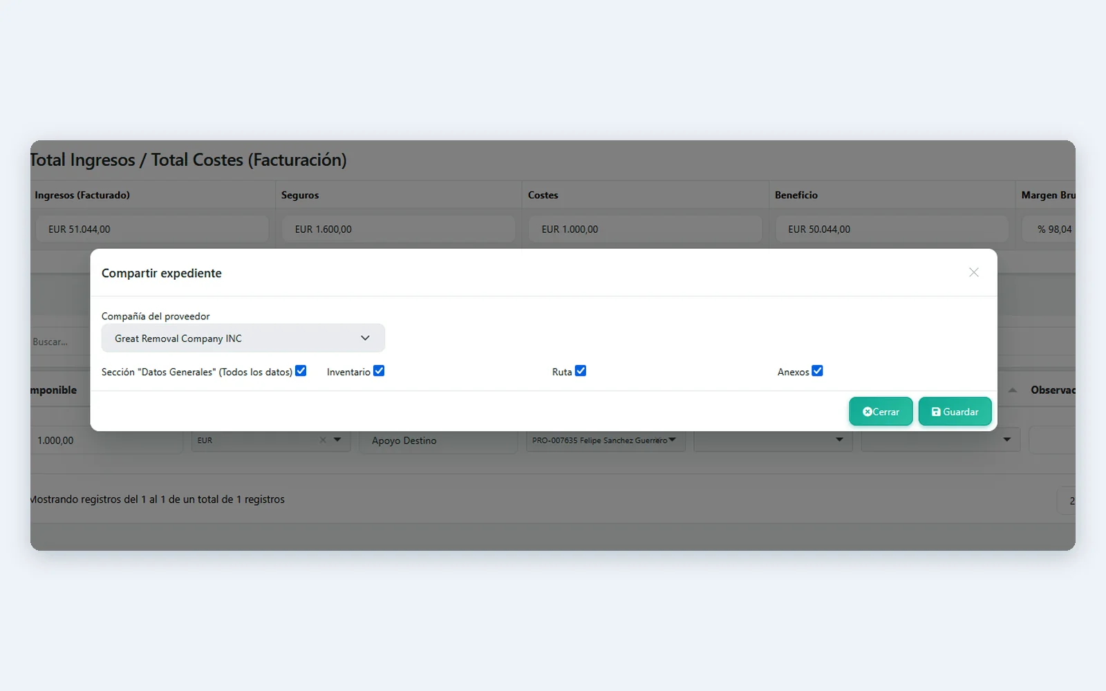 byShare: dialog to share a file with another company