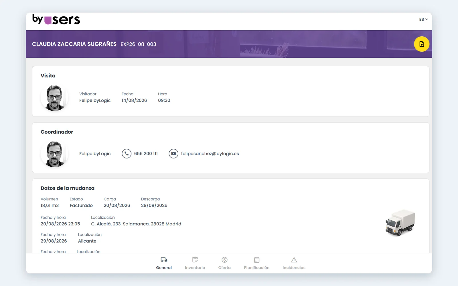 byUsers: ficha del servicio en el portal del cliente